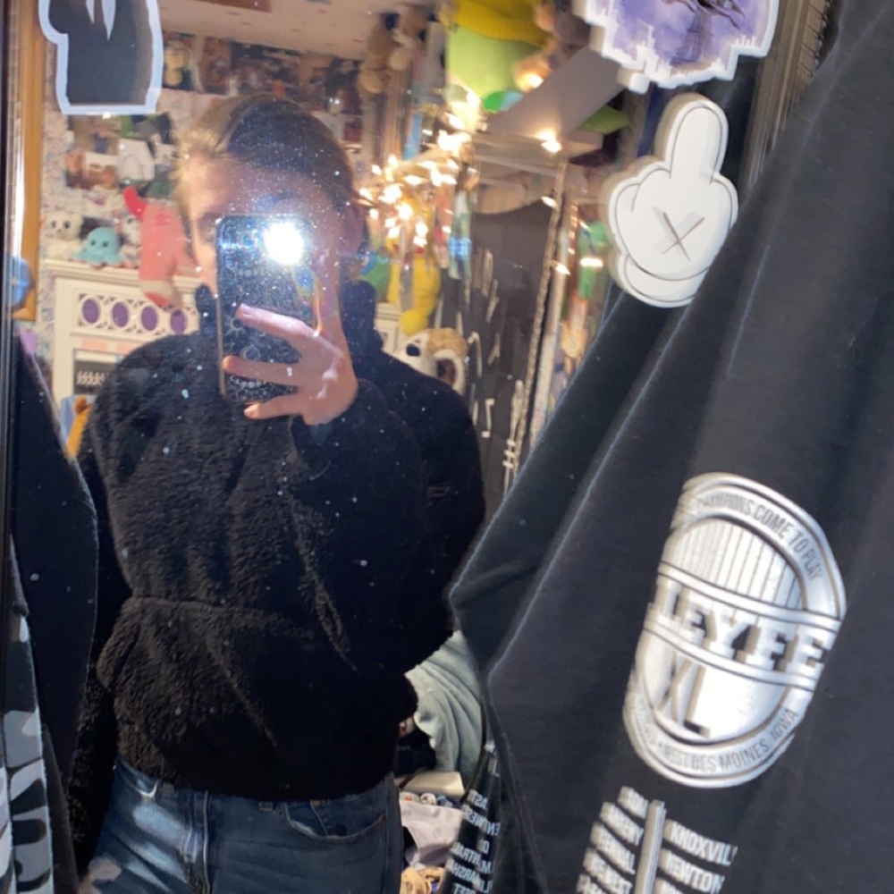 Super soft and cuddly cropped black zip up